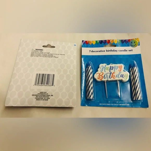 New 7 "Happy Birthday" Candles Blue Large Happy Birthday Candle made Vietnam - Picture 5 of 10
